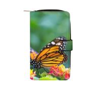 Monarch Butterfly on The Flower - Carteras largas de gran capacidad, con hebilla, bloqueo, bolso de mano para billetes, dinero en efectivo, monedas, tarjetas, llaves, Estilo:, 19.7x11x3.5cm, Para