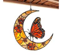 Monarch Butterfly Sun Catcher, Moon Sun Catcher | Monarch Butterfly and Floral Moon Window Sun Catcher, acrílico, artesanía de arte para el hogar en pleno