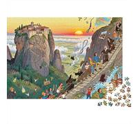 Monasterios de Meteora: Caos Místico Puzzle De Madera Impermeable Puzzles De 1000 Piezas Regalos para Adultos Colorido Rompecabezas Juegos Educativos
