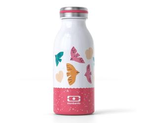 MONBENTO - Botella Termica Infantil MB Cooly rosa Birds - Botella Agua Acero Inoxidable Niños Ideal para Colegio, Picnics - Cantimplora Termica Infantil Bebidas Calientes/Frías - Sin BPA - Pájaros