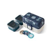 Monbento - Caja de almuerzo infantil con 3 compartimentos para niños, ideal para comer y probar escuela/pícnic, compatible con microondas, sin BPA, personalizable, lobo