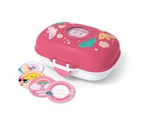 monbento - Caja Merienda Niños MB Gram rosa Birds - Caja Merienda sin BPA ideal para la Escuela, Picnics, Vacaciones - Snack Box con Motivo de Pájaro para Niños - Personalizable y Resistente