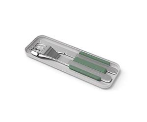 MONBENTO - Cubiertos para Llevar con Estuche MB Slim Box Natural Verde - Cubiertos Portatiles con 3 Piezas Cuchillo, Cuchara y Tenedor - Ideal para Trabajo, Camping, Escuela - Acero Inoxidable - Verde