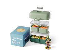monbento - Fiambrera Infantil MB Tresor Forest - Lonchera para Niños 3 Compartimientos - Caja de Merienda - Ideal Escuela/Parque - Sin BPA - Segura y Duradera - Verde
