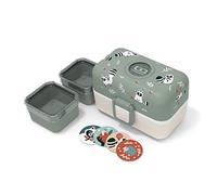 monbento - Fiambrera Infantil MB Tresor Raccoon - Mapache - Lonchera para Niños 3 Compartimientos - Caja de Merienda - Ideal Escuela/Parque - Sin BPA - Segura y Duradera - Verde