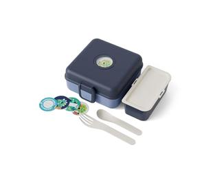 monbento - Fiambrera Sandwich Niños Snacky azul Infinity - Caja Merienda para Bocadillo Integral - Cubiertos incluidos - Lunch Box Personalizada Infantil - Ideal para Cole/Picnic - Sin BPA