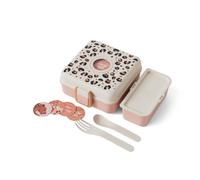 MONBENTO - Fiambrera Sandwich Niños Snacky rosa Leopard - Caja Merienda para Bocadillo Integral - Cubiertos incluidos - Fiambrera Personalizada Infantil - Ideal para el Cole/Picnic - Sin BPA - Pájaros