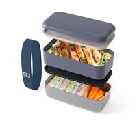 monbento - Fiambrera Sense Original azul Natural - Lunch Box 1,2 L con 2 Compartimentos Acero/Plástico - Bento Box Metal Hermética para Horno y Microondas - Sin BPA - Ideal para Meal Prep/Trabajo