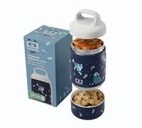 monbento Handy Azul Koala - Fiambrera infantil térmica 500 ml - Bento 2 en 1 de acero inoxidable - Conserva frío y calor - Sin BPA - Ideal para colegio y excursiones