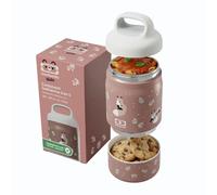 monbento Handy Cannelle Fox - Fiambrera infantil térmica 500 ml - Bento 2 en 1 de acero inoxidable - Conserva frío y calor - Sin BPA - Ideal para colegio y excursiones
