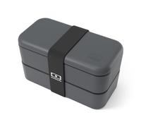 MONBENTO - Lunch Box Tartera Original gris Anthracite Made in France - Bento Box 2 Compartimentos Herméticos - Apta para Microondas y Lavavajillas - Fiambrera Comida Trabajo/Picnic/Meal Prep - Sin BPA
