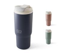 MONBENTO - Vaso Termico Travel Mug L azul Infinity - Botella Termica con Pajita 600 ml - Mantiene Bebidas Calientes/Frías - Taza Térmica con Tapa de Doble Apertura - Perfecto para Café, Infusiones, Té