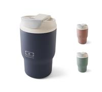 MONBENTO - Vaso Termico Travel Mug S azul Infinity - Botella Termica con Pajita 360 ml - Mantiene Bebidas Calientes/Frías - Taza Térmica con Tapa de Doble Apertura - Perfecto para Café, Infusiones, Té