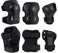 Monbessi Protecciones Patines Niño Adulto, con Ajustables Rodilleras Coderas Muñequeras, Rodilleras Patines Adulto para Patinaje Ciclismo Monopatín Bicicleta Skate (Negro, M)