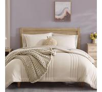 Monbix Juego de edredón matrimonial, Juegos de Ropa de Cama de 7 Piezas, edredones cálidos, Cama en una Bolsa matrimonial con sábanas, Fundas de Almohada y Fundas de Almohada (Beige Albaricoque,