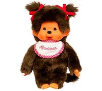 Monchhichi Peluche Fille bavoir Rose et Blanc Chica Rosa, Color, 3 Inches x 4 Inches x 8 Inches (25555)