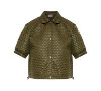 Moncler - Camisa de manga corta acolchada y con estampado floral - Jackets - Mujer - Verde - S -