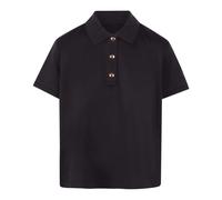 Moncler - Camisa Polo de Algodón con Acabado Satinado - Tops - Mujer - Negro - M -