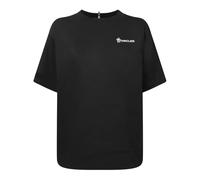 Moncler - Camiseta de algodón con logo espejado - Tops - Mujer - Negro - S -