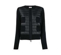 Moncler - Cárdigan Acolchado Negro con Logo Patch - Jackets - Mujer - Negro - L -