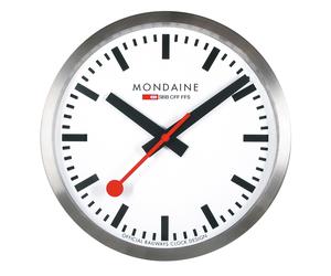 Mondaine Cuarzo de Reloj de Pared 25 CM Cocina Color Plateado A990.CLOCK.16SBB