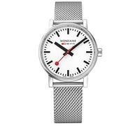 Mondaine evo2 35mm sapphire Watch with St. Steel brushed Case white Dial and stainless steel mesh Strap MSE.35110.SM
