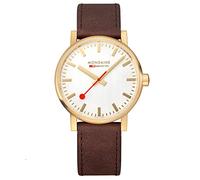 Mondaine - Evo2 MSE.40112.LG - Reloj para Hombre 40mm - Reloj de estación de Tren Dorado con Correa de Piel marrón - Resistente al Agua 30m Cristal de Zafiro - Fabricado en Suiza, marrón, Correa