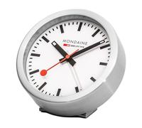 Mondaine Mini Reloj de Pared y Reloj Despertador con Carcasa de Aluminio, segundero tictac en Color Plateado y Gris, Cristal: Cristal Mineral, A997.MCAL.16SBB.1