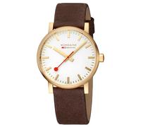 Mondaine MSE.40112.LGV - Reloj analógico de Cuarzo para Hombre con Correa de Piel, Dorado, Correa