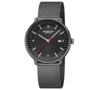 Mondaine Reloj de Hombre Doppio 41 mm, Movimiento de Cuarzo Suizo, Cristal de Zafiro, Acero Inoxidable, Resistente al Agua 5 ATM, sostenible, Elegancia y tradición, Negro, 41 mm, Minimalista