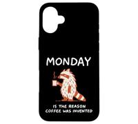 Monday Fueled by Coffee Grumpy Raccoon Design apparel Carcasa para iPhone 16 Plus