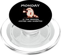 Monday Fueled by Coffee Grumpy Raccoon Design apparel PopSockets PopGrip para MagSafe