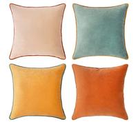 MONDAY MOOSE Juego de 4 Fundas de Almohada Decorativas (18 x 18 Pulgadas), diseños Modernos Reversibles de Terciopelo Suave, Mezcla y combina para la decoración del hogar, Rellenos de Almohada no
