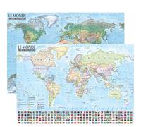 Monde 1/44.000.000 - carte politique et physique (avec barres alu) 67 × 47 cm (Poster)
