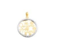 Monde Petit Colgante Oro Bicolor 9K Redondo Te quiero Mama Brillo y Textura - Certificado Garantía - 8482