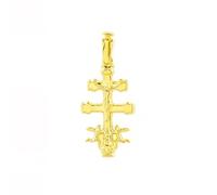 Monde Petit Cruz Oro Amarillo 18K Pequeña Caravaca Brillo 20 x 11 mm - Certificado Garantía - 8486