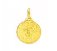 Monde Petit Medalla Niña Mujer oro Amarillo 18K Redondo Boca de la Verdad 12 mm Mate y Brillo - Certificado Garantía - 01678