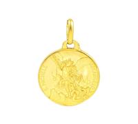 Monde Petit Medalla Niña Mujer oro Amarillo 18K Redondo San Miguel 16 mm Mate y Brillo - Certificado Garantía - 01670