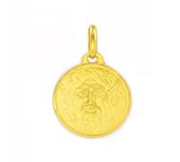 Monde Petit Medalla Niña Mujer oro Amarillo 9K Redondo Boca de la Verdad 12 mm Mate y Brillo - Certificado Garantía - 01678