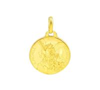Monde Petit Medalla Niña Mujer oro Amarillo 9K Redondo San Miguel 14 mm Mate y Brillo - Certificado Garantía - 01671