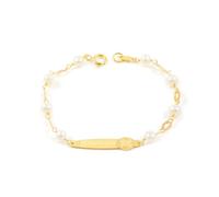 Monde Petit Pulsera Niña Oro Amarillo 18K Esclava Reloj Redonda 3,5 mm Mate y Brillo 14 cm - Certificado Garantía - 1224