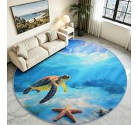 Monde Sous Marin Alfombra redonda para dormitorio infantil, alfombra corta y suave antideslizante para dormitorio, sala de juego, alfombra de dormitorio, niña, niño, adolescente, adulto, diámetro 60