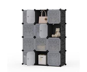 Mondeer 12 Unidades de Almacenamiento de Cubos de 30 x 30 cm con Puerta, Armario apilable portátil para Zapatos, Juguetes, Libros, Dormitorio, Oficina, Pasillo, Sala de Estar
