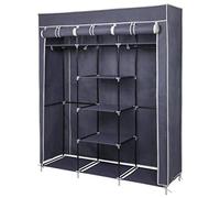 Mondeer Armario 175cm, Armario de Tela Armario Plegable con Barra para Ropa, 3 Puertas Enrollables 175cm*150cm*45cm, Negro