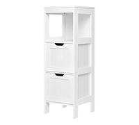 Mondeer Armario de Suelo para Baño, Madera, Blanco, 30 x 30 x 89 cm