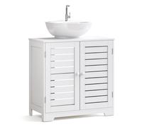 Mondeer Armario para Debajo del Fregadero, de Madera, con 2 Puertas con Rejilla y 2 estantes, 60 x 60 x 30 cm, Color Blanco