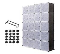 Mondeer Armario Plástico Opaco Ropero Estante Organizador Portable Aparador Gran Espacio con Dibujos de Estilo Clásico Blanco y Negro (20 Cubo)