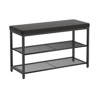 Mondeer Banco Zapatero de 3 Niveles con Asiento Acolchado, 80 x 30 x 50 cm | Estante de almacenamiento con marco metálico para zapatos, altura ajustable, estilo industrial para entrada, pasillo