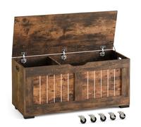 Mondeer Baúl de Almacenamiento, Banco de Almacenamiento con 4 Ruedas, Caja de Manta con 2 bisagras de Seguridad, Estilo Moderno, para Pasillo, Dormitorio, Sala de Estar, 40 x 100 x 49 cm, marrón