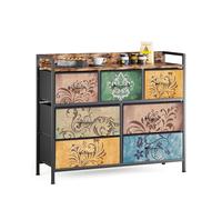 Mondeer Cómoda con 7 cajones de Tela con Estampados Florales Retro y asa Vintage, para Dormitorio, Sala de Estar, Entrada, Color marrón rústico